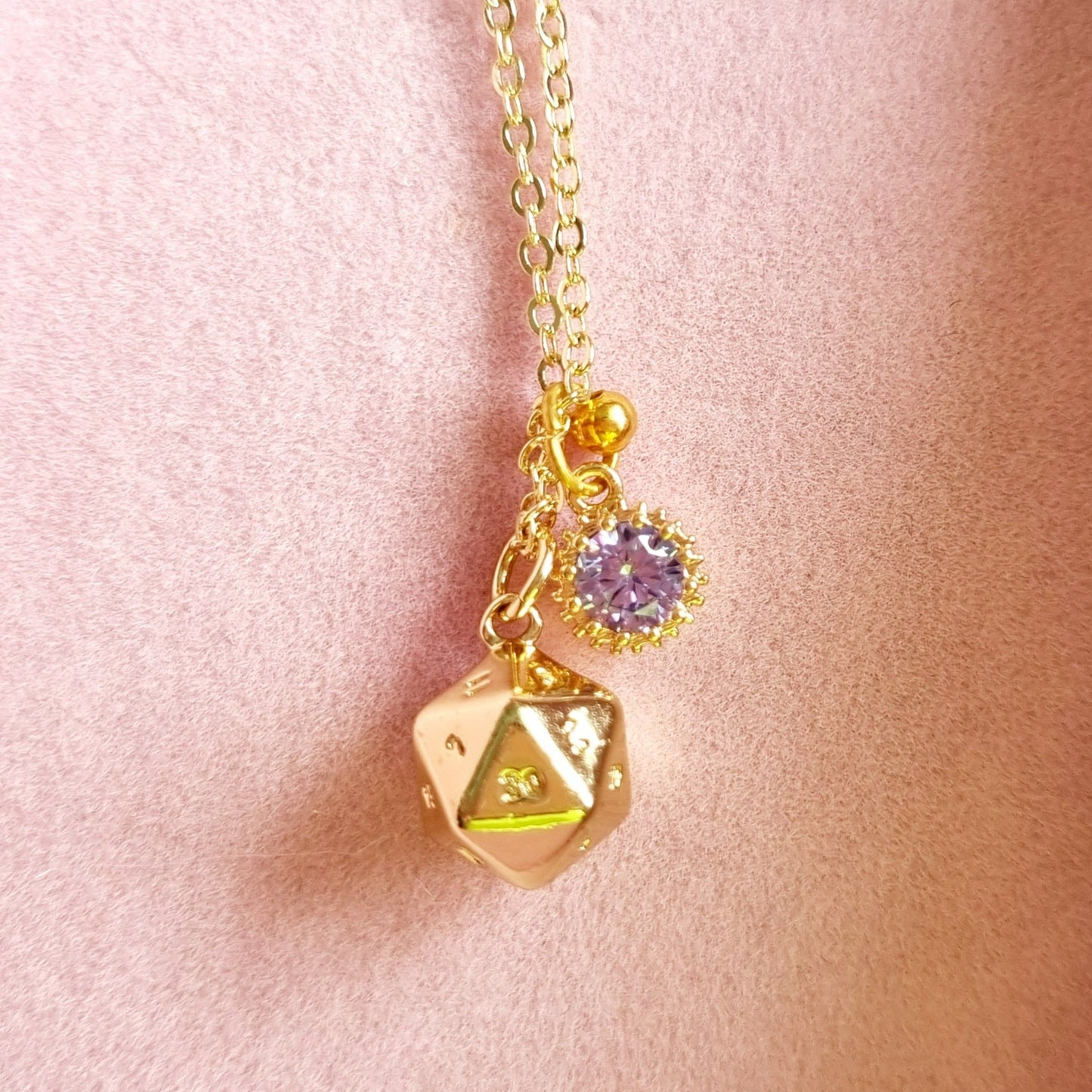 Gold Dainty D20 Necklace