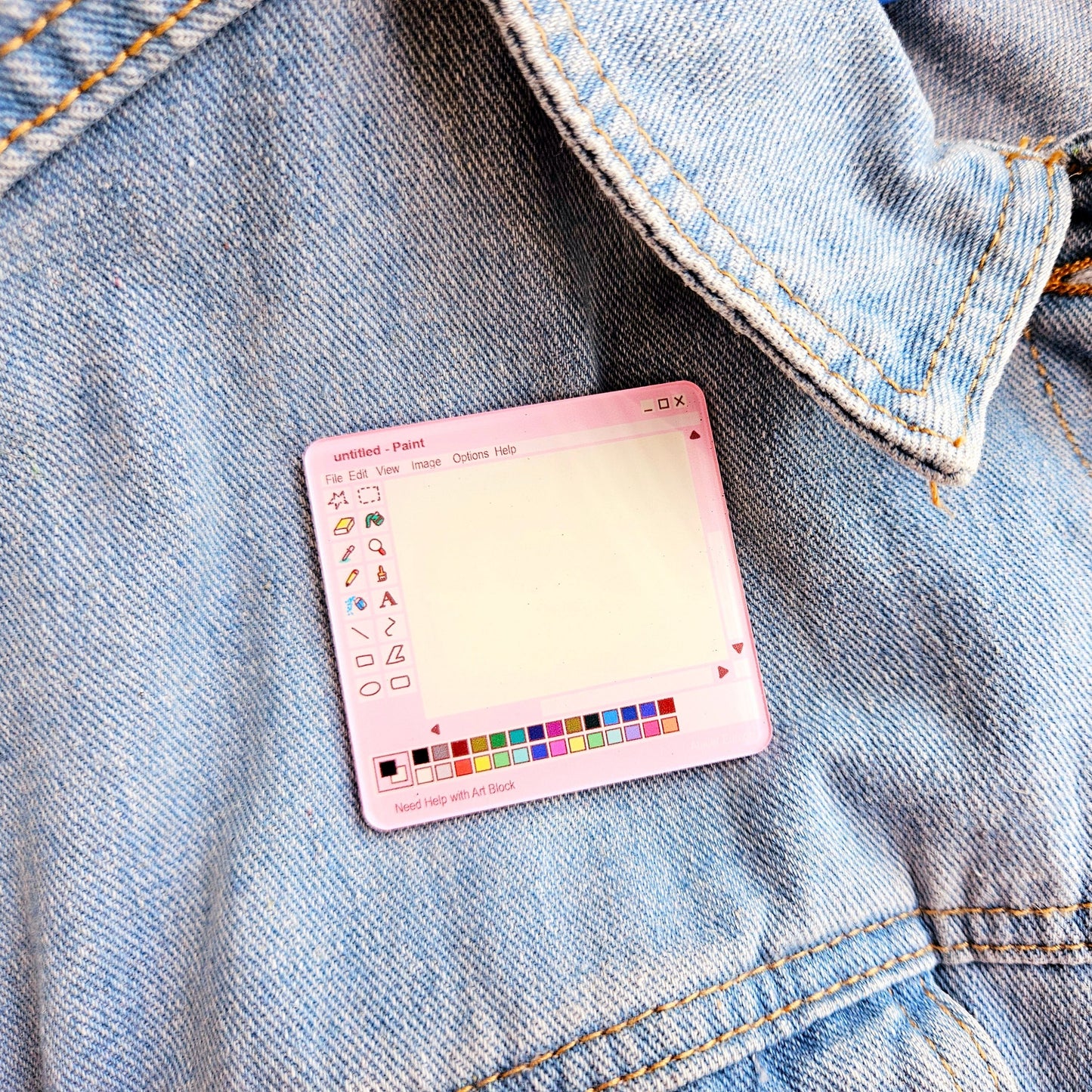 Writable MS Paint Pin Badge |  Dry Erase Interactive Acrylic Pin