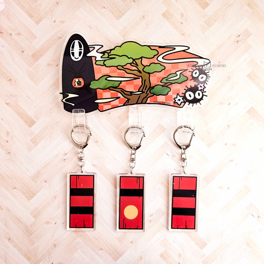 No Face Key Hook and Bath Token Keychains Set