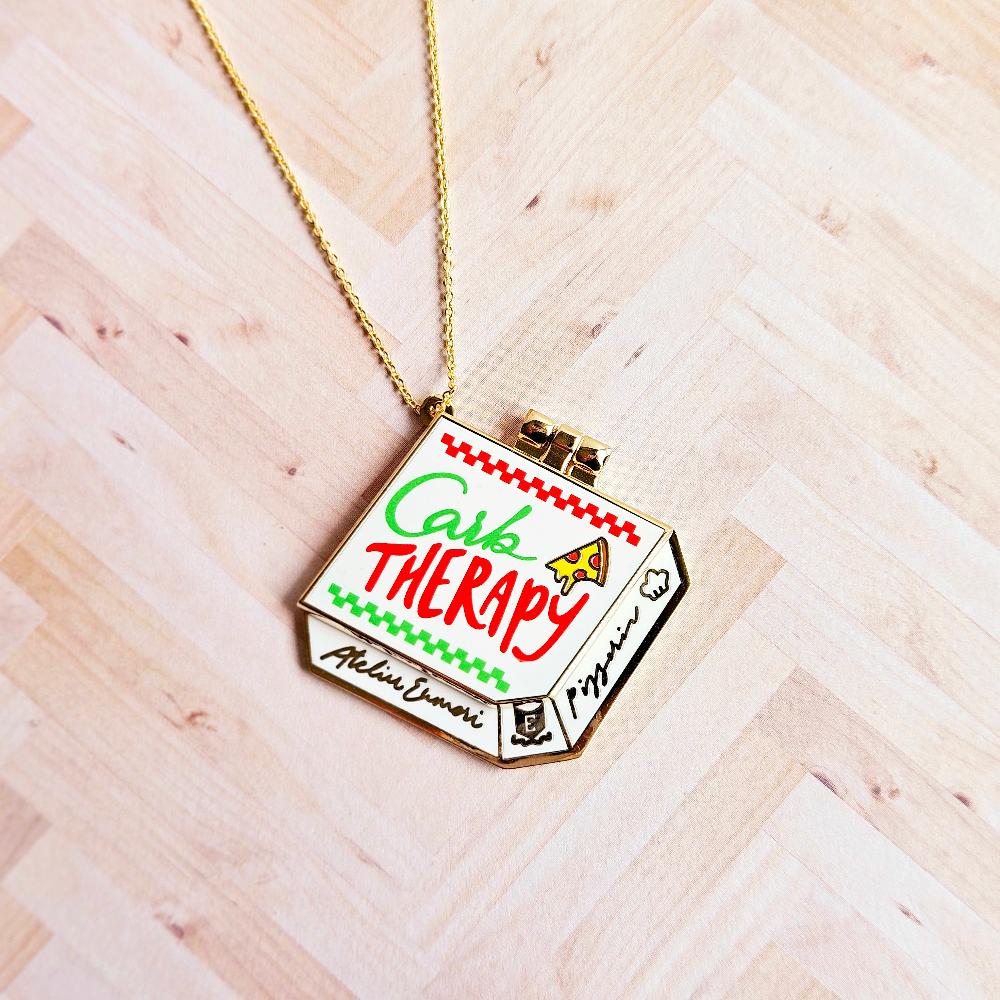 Carb Therapy Pizza Enamel Pin / Necklace