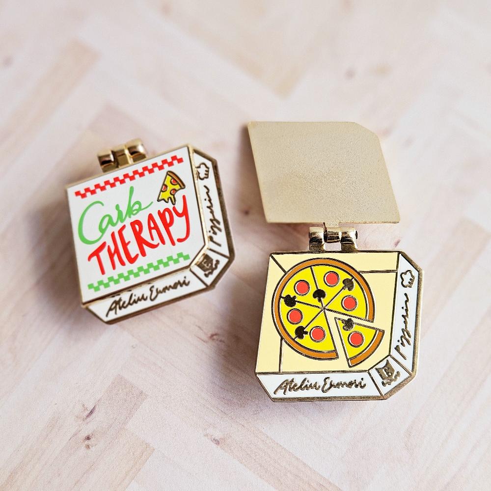 Carb Therapy Pizza Enamel Pin / Necklace